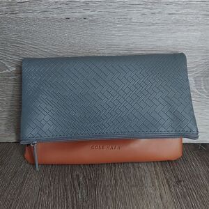 Cole Haan × American Airlines Gray and Brown Foldover Zippered Clutch